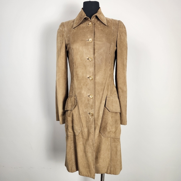 DAVID CARDONA tan nubuck suede trench coat - Picture 3 of 13